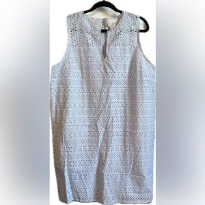 Sz. 18 Sleeveless Eyelet Dress Light Blue Loft